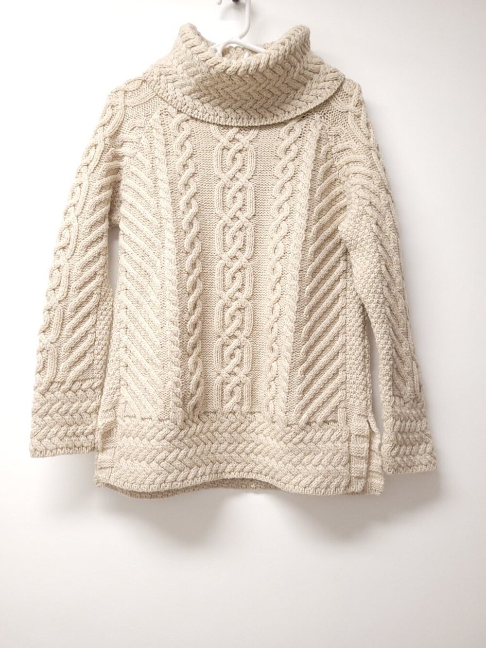 NWT Saol Merino Wool Cowl Neck Cable Knit Sweater Size M